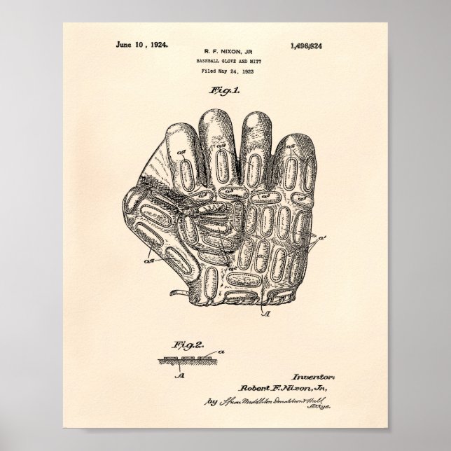 Baseball Glove 1924 Patent Art - Old Peper Poster (Framsidan)