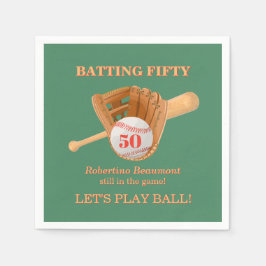 Baseball Glove Batting Fifty Men's 50th Birthday Pappersservett