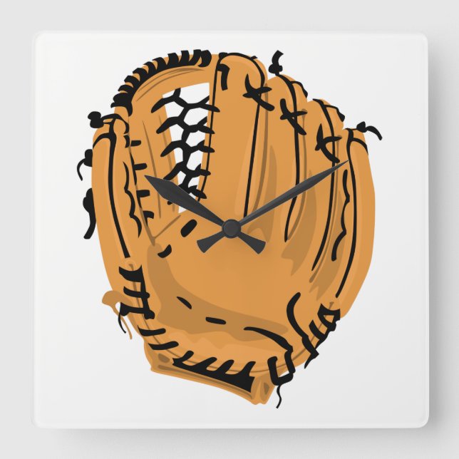 Baseball Glove Fyrkantig Klocka (Framsida)