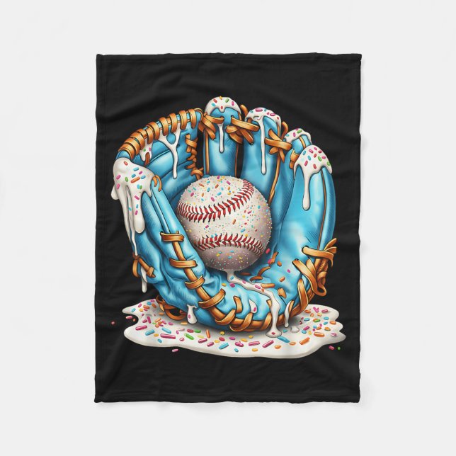 Baseball Glove Ice Cream Drip With Sprinkles Men B Fleecefilt (Framsidan)