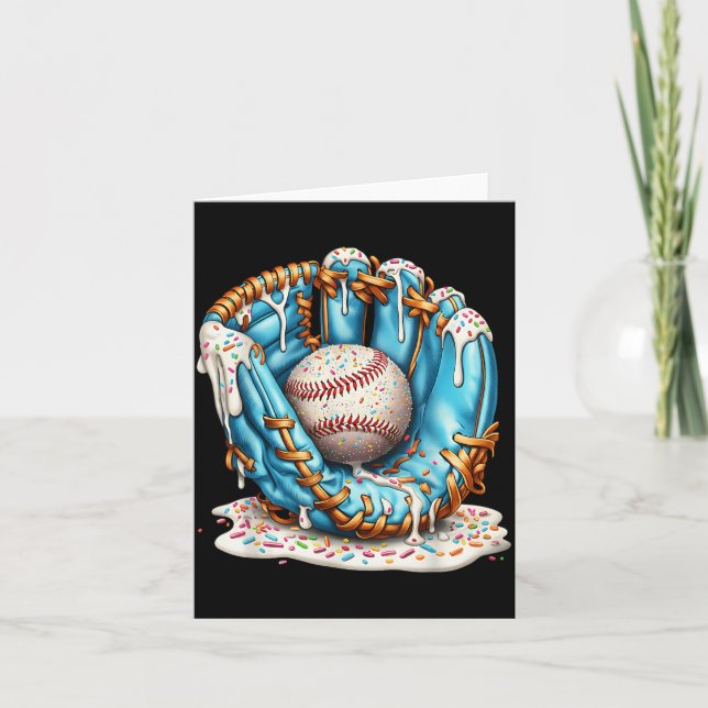 Baseball Glove Ice Cream Drip With Sprinkles Men B Kort (Framsida)