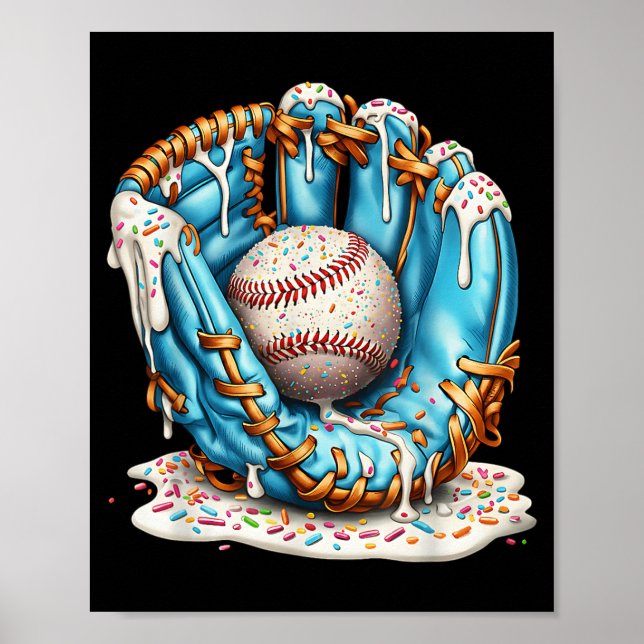 Baseball Glove Ice Cream Drip With Sprinkles Men B Poster (Framsidan)