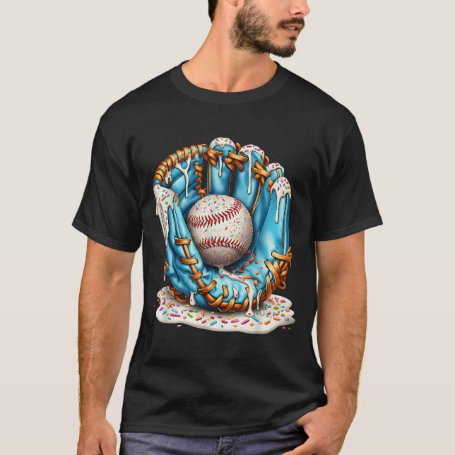 Baseball Glove Ice Cream Drip With Sprinkles Men B T Shirt (Framsida)