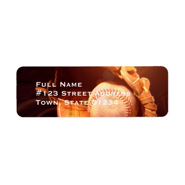 Baseball Glove-mejseletiketter Returadress Etikett (Framsidan)