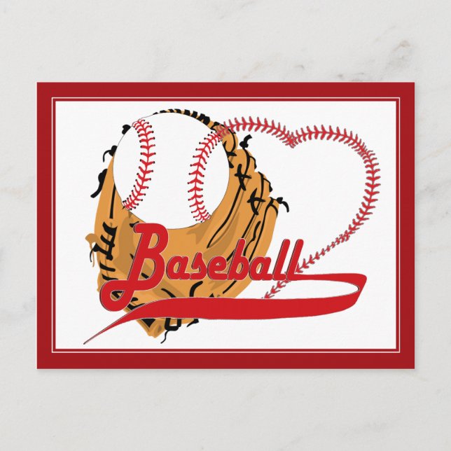 Baseball Glove och Baseball Heart Vykort (Framsida)