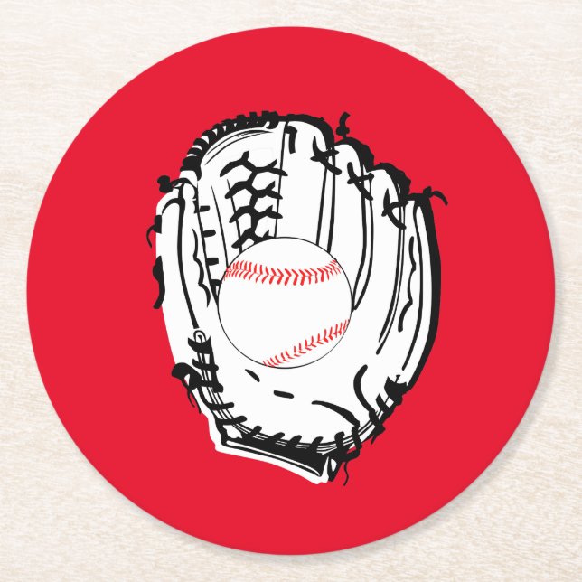 Baseball Glove Underlägg Papper Rund (Framsidan)