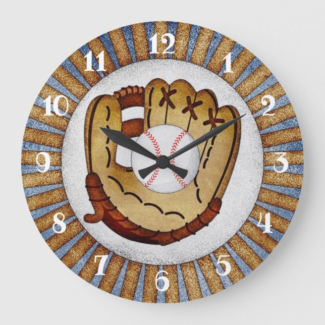 Baseball Glove Wall Clock Sports Baseball Player Stor Klocka (Framsida)