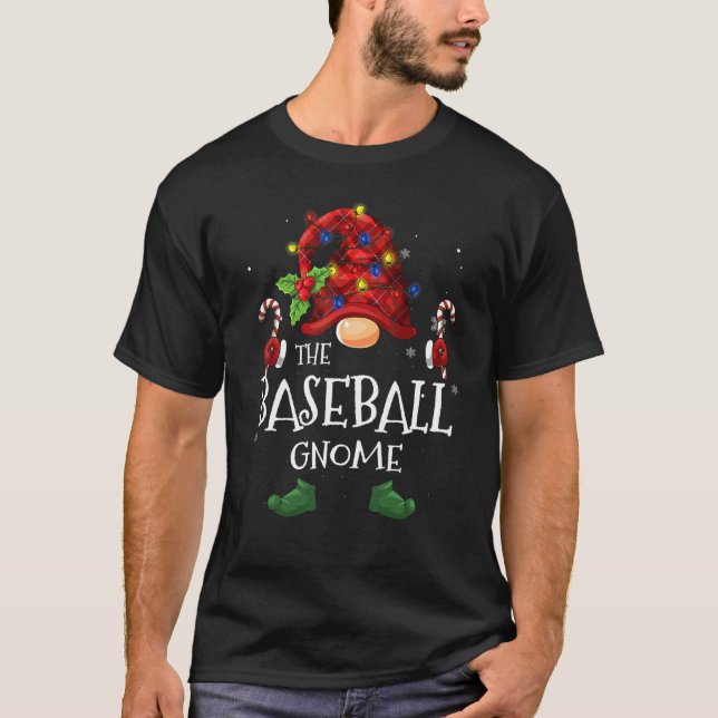 Baseball Gnome Buffalo Play Julgran Li T Shirt (Framsida)