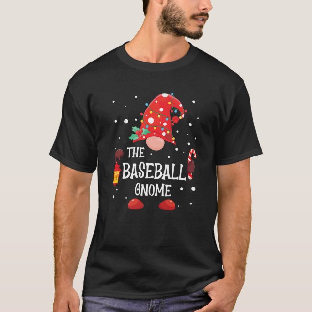 Baseball Gnome matchar familjens julgrumling T Shirt (Framsida)