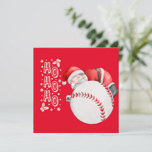 Baseball God jul med Jultomten på rött Kort