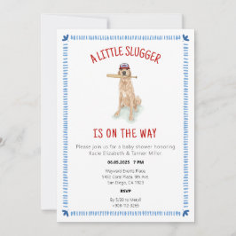 Baseball Golden Retriever Watercolor Baby Shower Inbjudningar