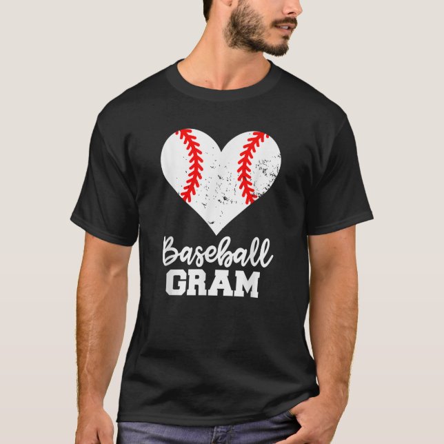 Baseball Gram Funny Baseball Heart Grandma Gram T Shirt (Framsida)