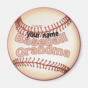 Baseball Grandma-eget namn Magnet