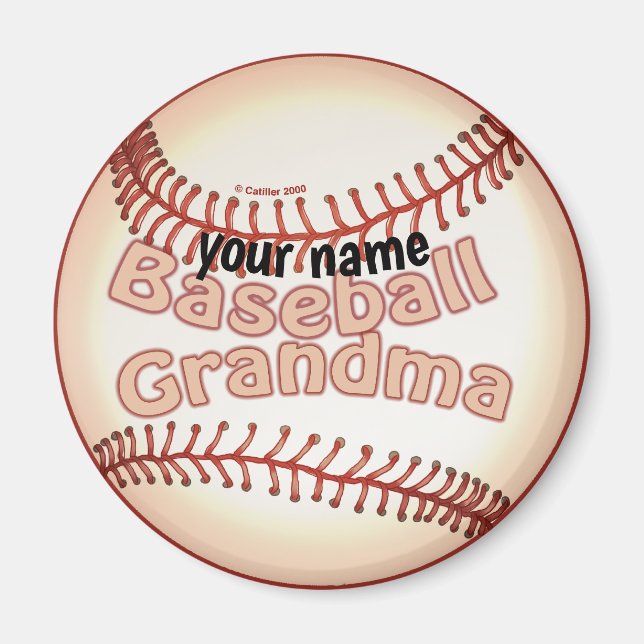 Baseball Grandma-eget namn Magnet (Framsidan)