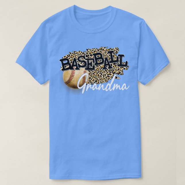 Baseball Grandma Leopard Mors dag T Shirt (Design framsida)