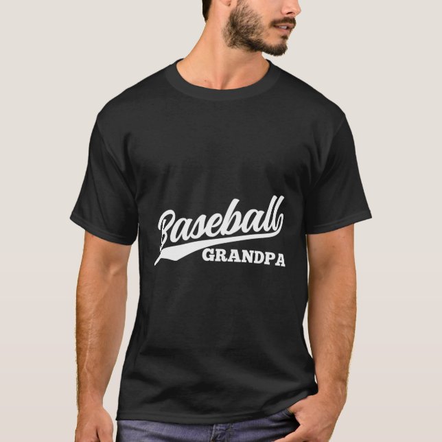 Baseball Grandpa 1970S Retro Cursive Font Mörk T Shirt (Framsida)