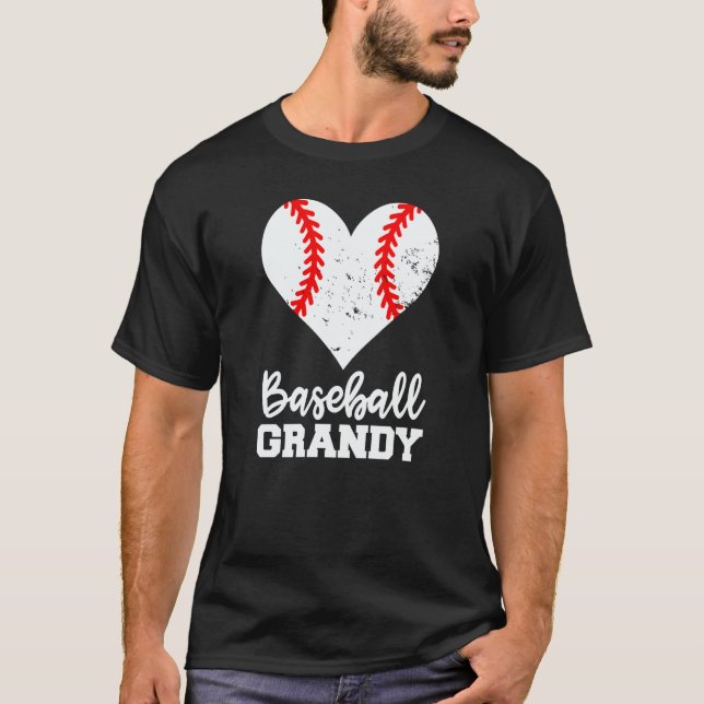 Baseball Grandy Baseball Heart Grandma Grandy T Shirt (Framsida)