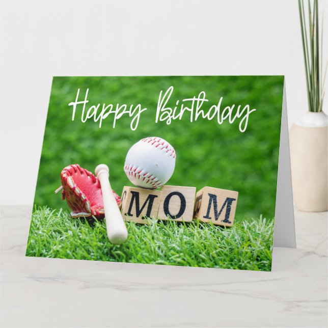 Baseball Grattis på födelsedagen Baseball Mamma Mo Kort (Framsida)
