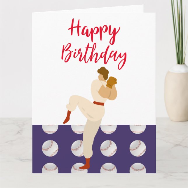 Baseball Grattis på födelsedagen med Player Kort (Framsida)