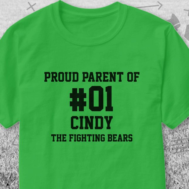 Baseball Grönt Black Team T Shirt (Green and Black Baseball Proud Parent of T-Shirt. Celebrate your high school or college athlete.)