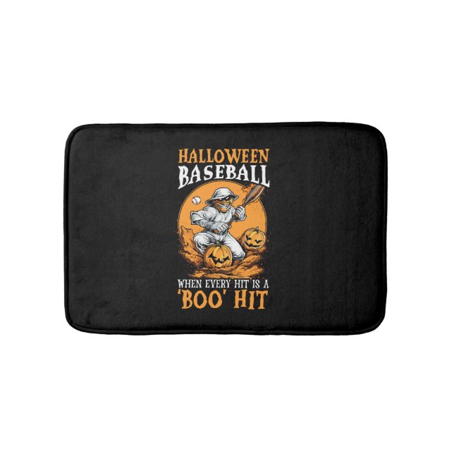 Baseball Halloween Bus eller godis Baseball Player Badrumsmatta (Framsidan)