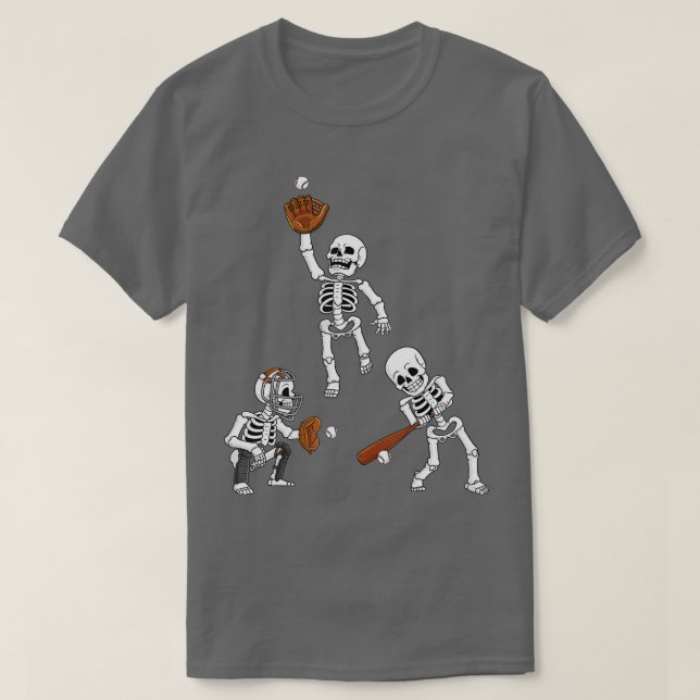 Baseball Halloween Skeletons Hitter Catcher Boys K T Shirt (Design framsida)