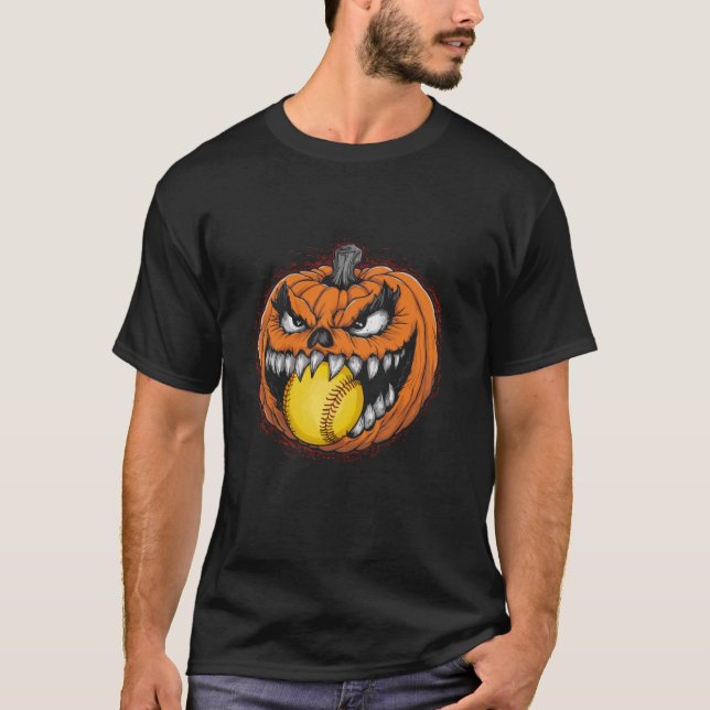 Baseball Halloween Spooky Catcher Pitcher Trick el T Shirt (Framsida)