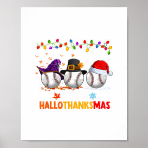 baseball halloween thanksgiving christmas hallotha poster