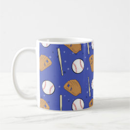 Baseball - Handskar, Bollar och Fladdermöss på blå Kaffemugg