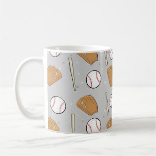 Baseball - Handskar, Bollar och Fladdermöss på Grå Kaffemugg