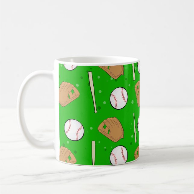 Baseball - Handskar, Bollar och Fladdermöss, sömlö Kaffemugg (Vänster)