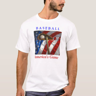Baseball, handske, fladdermus och amerikansk flagg tee shirt