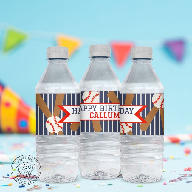 Baseball Happy Birthday Water Bottle Label Vattenflaskor Etikett (Skapare uppladdad)