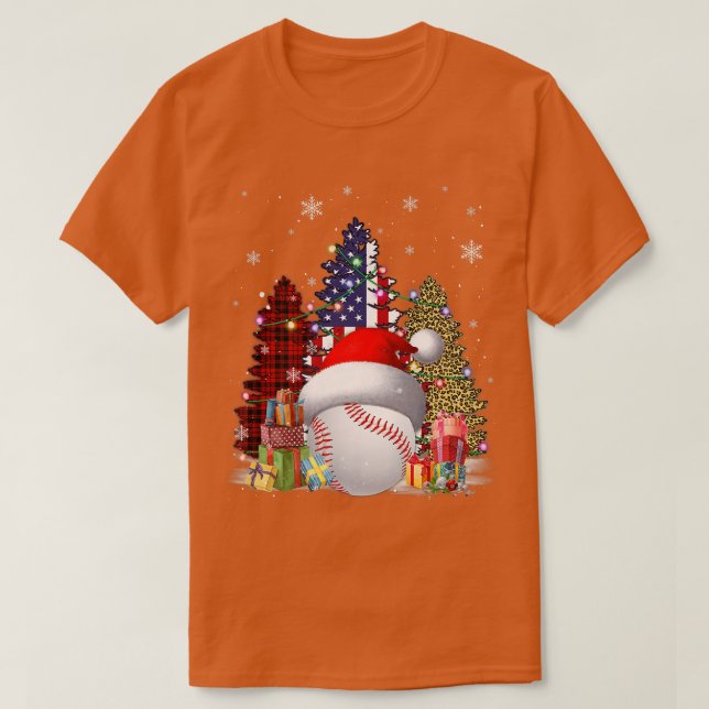 Baseball Hat Santa Flagga Us Buffalo Play Leopard  T Shirt (Design framsida)