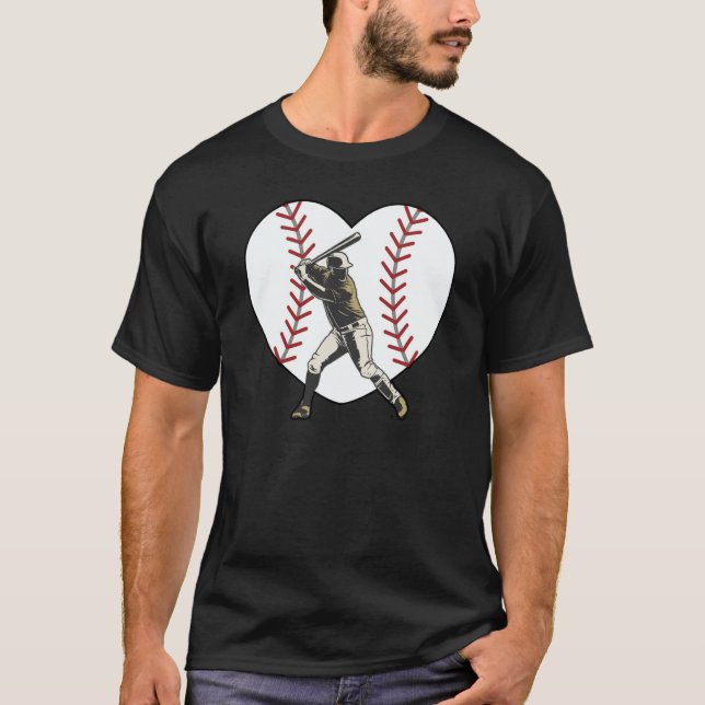 Baseball Heart Batter Hitter Baseball Player Fan C T Shirt (Framsida)