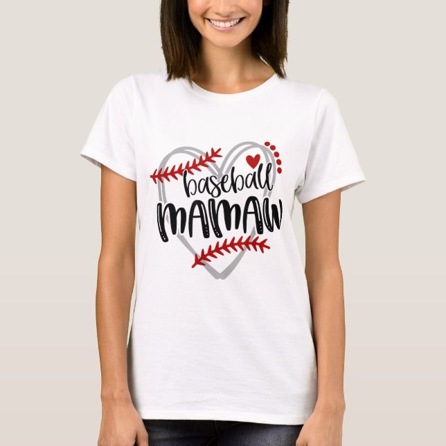 Baseball Heart MAMAW Grandma Trendig T Shirt (Framsida)
