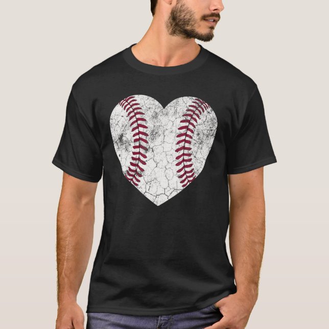 Baseball Heart Roligt Mamma Pappa Manar Kvinnor i  T Shirt (Framsida)
