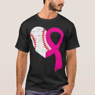 Baseball Heart Rosa Ribbon Coola Bröstcancer Awar T Shirt