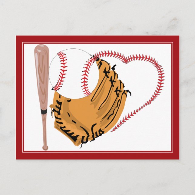 Baseball Heart & Text Vykort (Framsida)