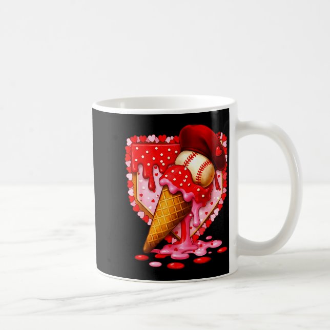 Baseball Heart Valentine Baseball Ice Cream Drip B Kaffemugg (Höger)