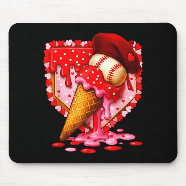Baseball Heart Valentine Baseball Ice Cream Drip B Musmatta (Framsidan)