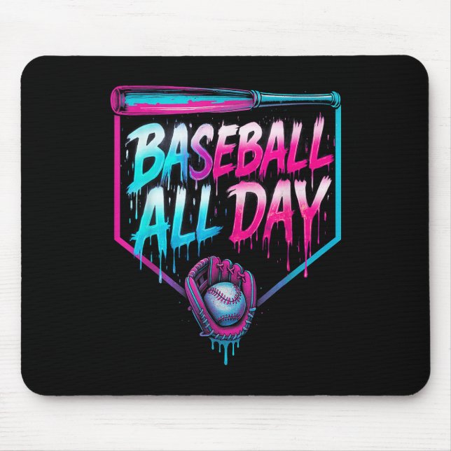 Baseball hela dagen Ice Cream kör baskiska hem Musmatta (Framsidan)