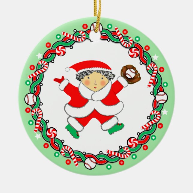 Baseball Helgdag Gift Ceramic Ornament (Framsidan)
