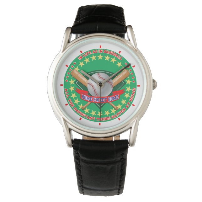 Baseball, hemsöt hem, armbandsur (Framsida)