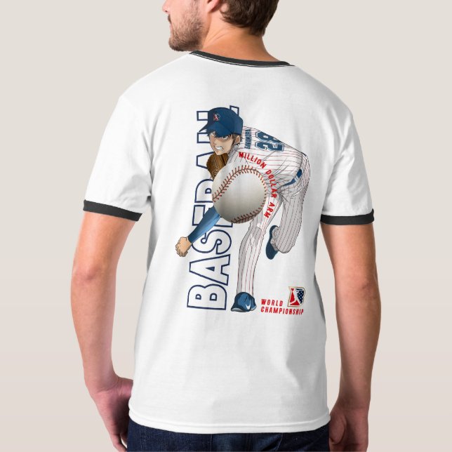 Baseball Hero med miljoner dollar Arm | Manar Ring T Shirt (Baksida)
