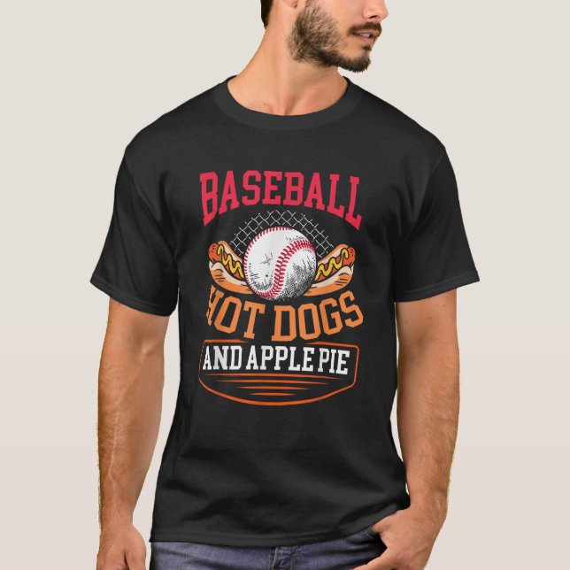Baseball Hett Hundar och Apple Paj Baseball Player T Shirt (Framsida)