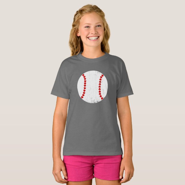 Baseball hjärtsäck, enkel design t shirt (Hel framsida)