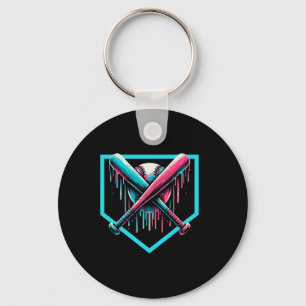 Baseball Home Plate Drip Boys Baseball Fladdermus Nyckelring