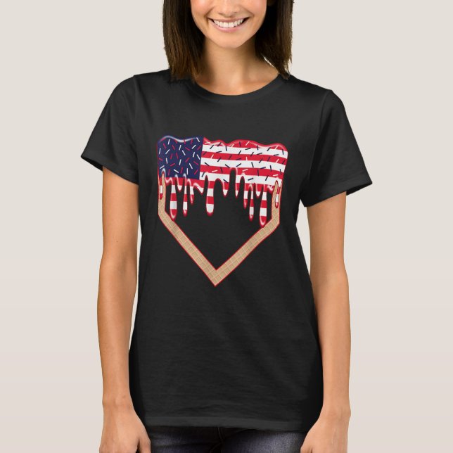 Baseball Home Plate Drip Boys Ice Cream Us Flag 4t T Shirt (Framsida)