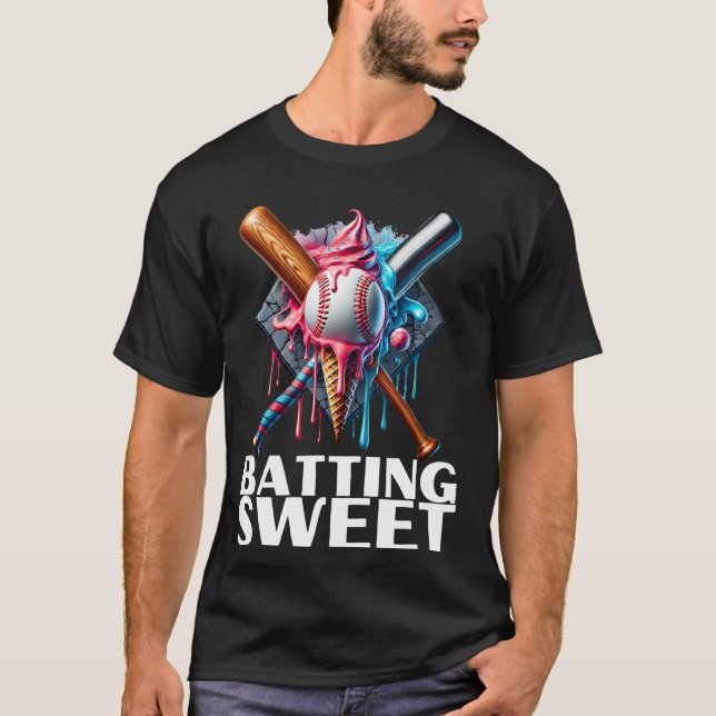 Baseball Home Plate Drip Ice Cream Drip Baseball B T Shirt (Framsida)